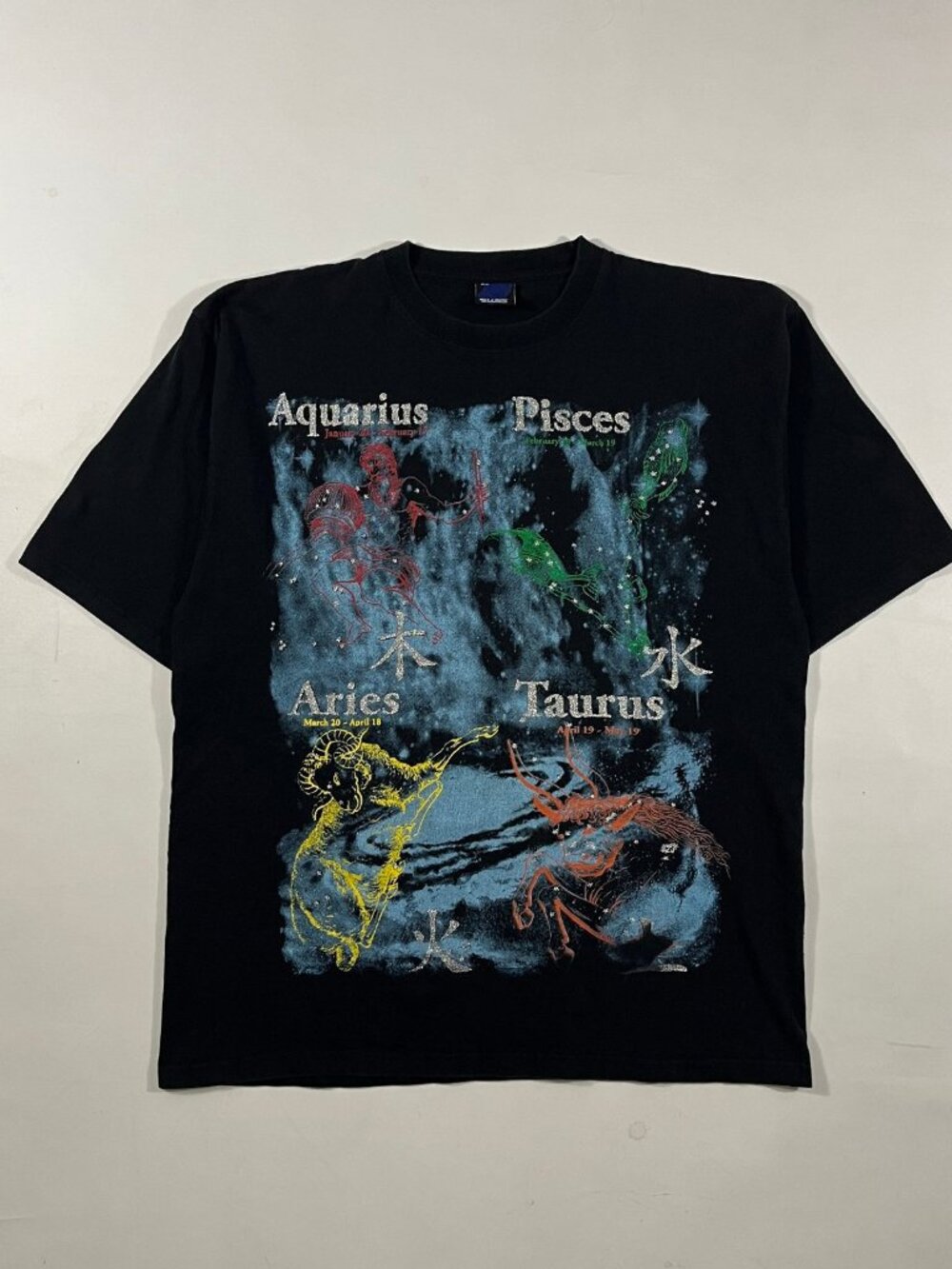 Bluez Y2K Zodiac Constellation All-Over Print Oversized Graphic Tee XL